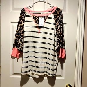 Leopard and stripe Honeyme top